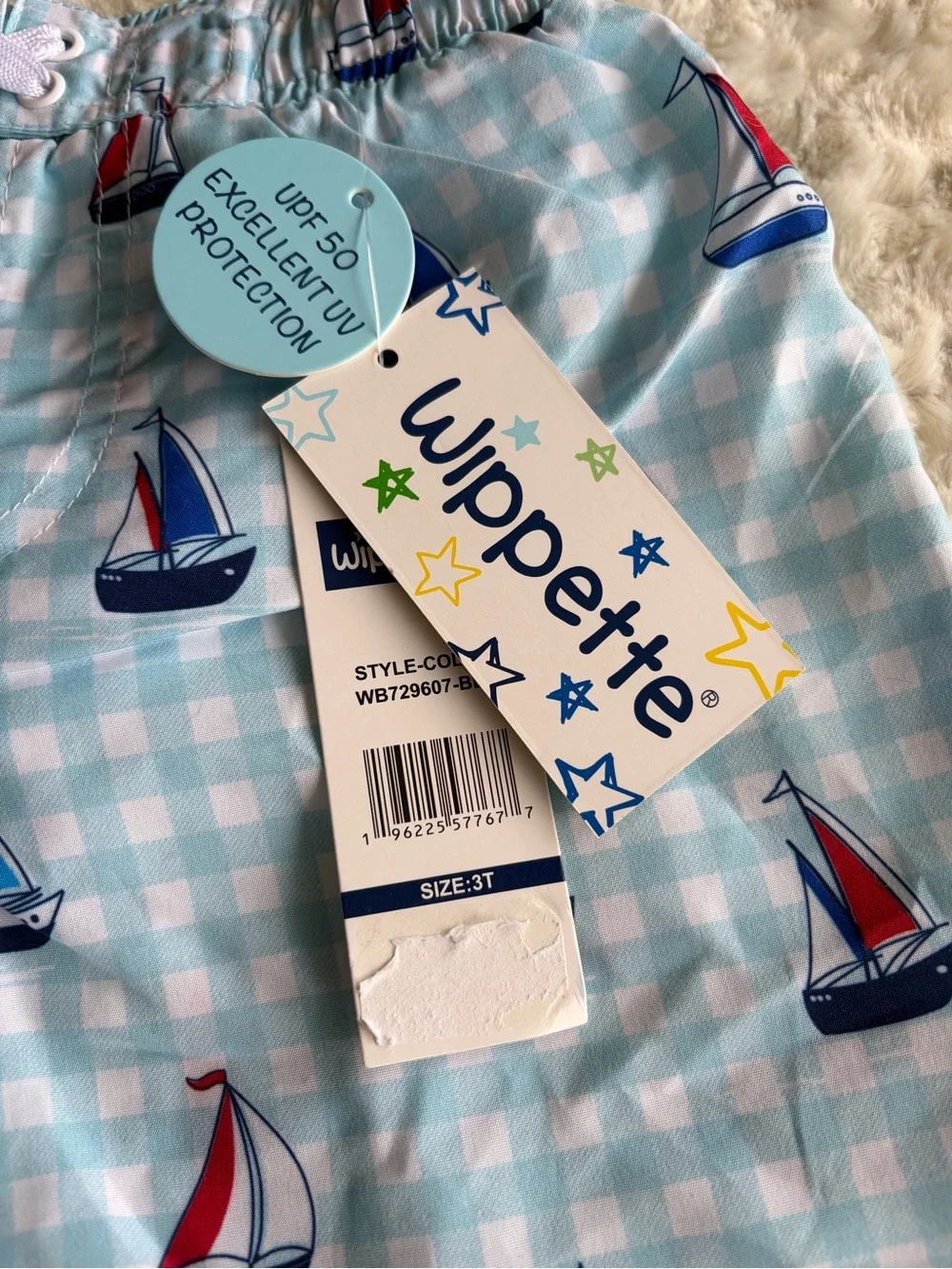 New 3T Wippette Light Blue Sailboat Print Swim Shorts for Kids Boys Toddlers